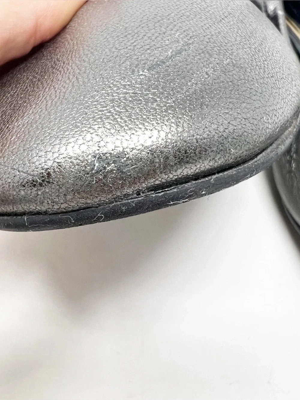LANVIN PARIS PEWTER SILVER METALLIC ROUND TOE BALLET FLAT SHOES SZ 9